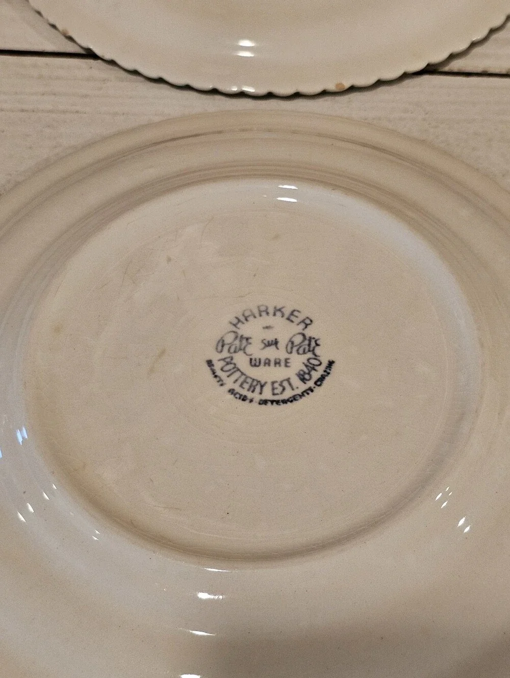 Set Of 4 Vtg 50's Harker Pottery Corinthian Green Bread & Butter/Dessert Plates